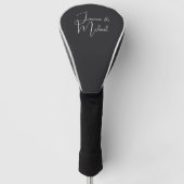 Matte schwarze Handschrift Namen Hochzeitspaar Golf Headcover (Vorderseite)