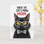 Matte schwarze Katzen-Mutter-Karte Karte (Gelbe Blume)