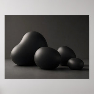 Matte Schwarze Organische Formen Minimalistischer Poster