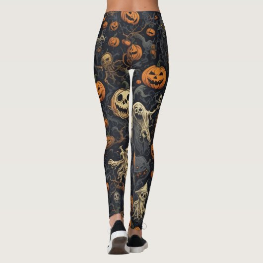 Matte Spooky Pumpkins Ghost Leggings (Rückseite)