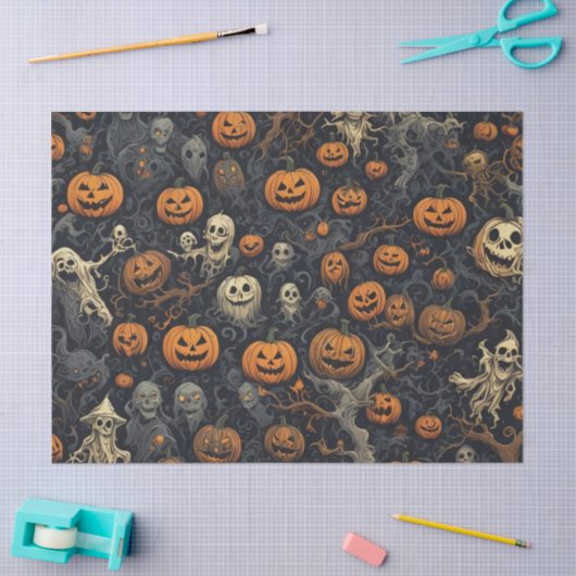 Matte Spooky Pumpkins Ghosts Seidenpapier (Basteln)