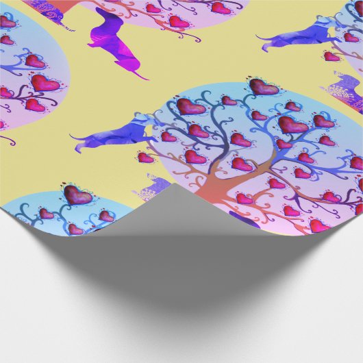 Matte Wrapping Paper, Valentine Dackel Hört Geschenkpapier (Ecke)
