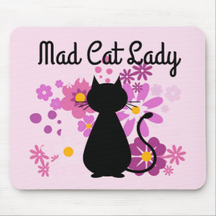 "Matten-Katzen-Dame" Katze in den rosa Blumen Mousepad