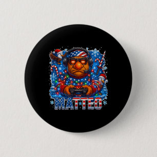 Matteo Meme Italien Brainrot Weihnachten USA-Flagg Button