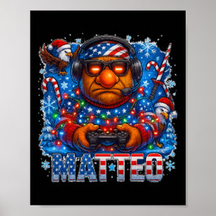 Matteo Meme Italien Brainrot Weihnachten USA-Flagg Poster