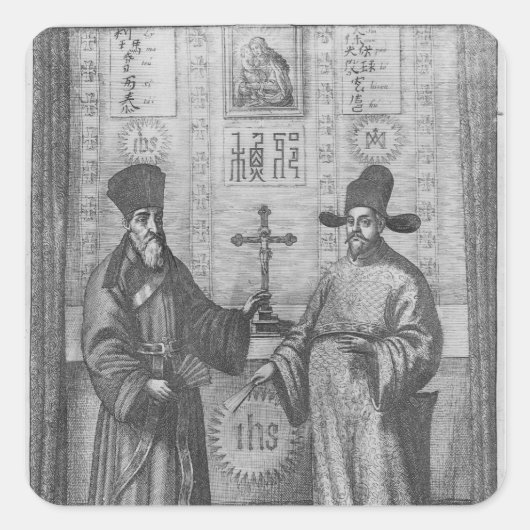 Matteo Ricci und Paulus Li Quadratischer Aufkleber (Vorderseite)
