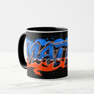 Matteo Vorname Name Graffiti blue orange Tasse