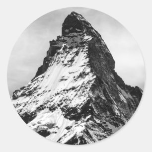Matterhorn, Alpen, Schwarz und Weiß Runder Aufkleber