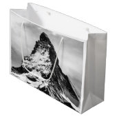 Matterhorn, Alpen Schwarzweiss Große Geschenktüte (Vorderseite Schrägansicht)