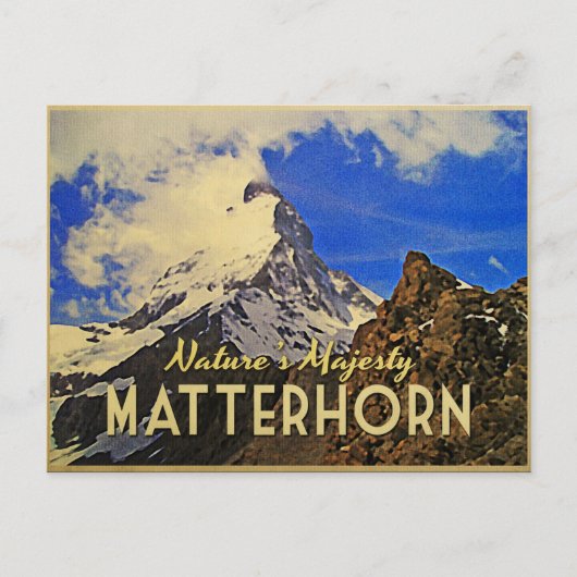 Matterhorn Alpen Vintag Postkarte (Vorderseite)