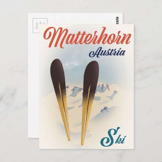 Matterhorn Austria Skipposter. Postkarte (Vorne/Hinten)