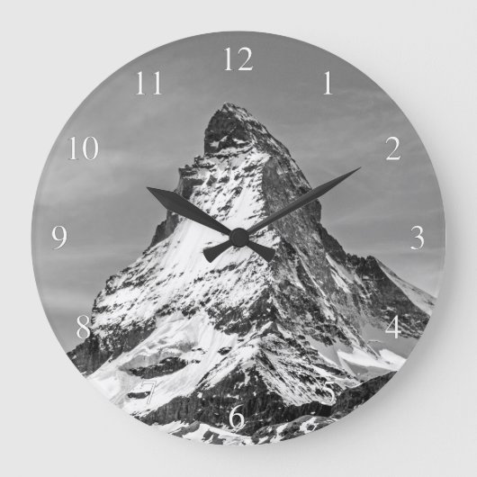 Matterhorn Black and White Small Numbers Große Wanduhr (Vorderseite)