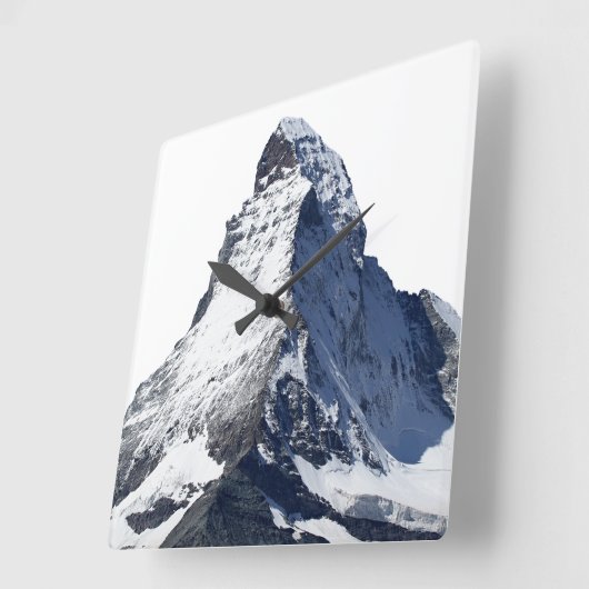 Matterhorn, Hausberg in den Schweizer Alpen Quadratische Wanduhr (Winkel)
