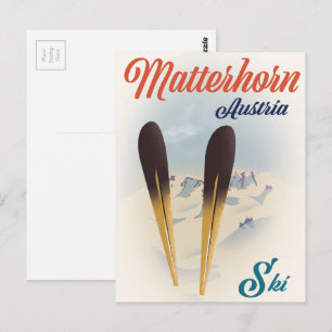 Matterhorn Österreich Skiplakat. Postkarte