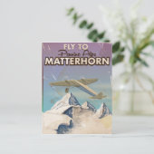 Matterhorn, Pennine Alps Vintage Reiseplakat Postkarte (Stehend Vorderseite)