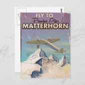 Matterhorn, Pennine Alps Vintage Reiseplakat Postkarte (Vorne/Hinten)