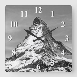 Matterhorn Schwarzweiss Quadratische Wanduhr