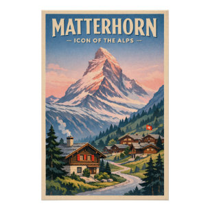 Matterhorn, Schweiz, in klassischem Retro-Stil Poster