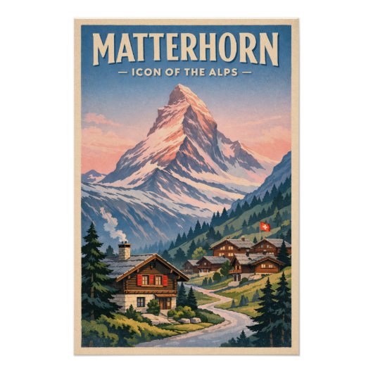 Matterhorn, Schweiz, in klassischem Retro-Stil Poster (Vorderseite)