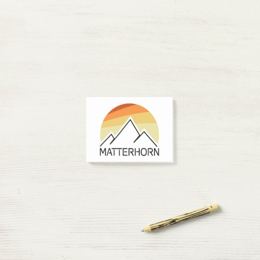 Matterhorn Schweiz Italien Retro Post-it Klebezettel (Auf Schreibtisch)