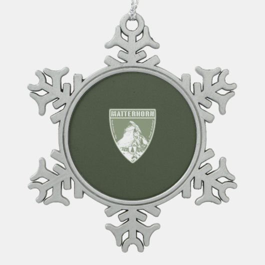 Matterhorn Schweiz Italien Schneeflocken Zinn-Ornament (Vorderseite)
