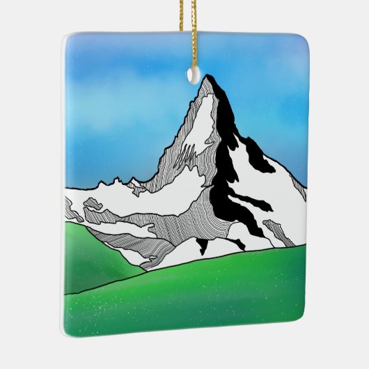 Matterhorn Schweiz Linie Kunst, Aquarell Keramikornament (Rechts)