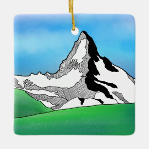 Matterhorn Schweiz Linie Kunst, Aquarell Keramikornament
