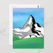 Matterhorn Schweiz Linie Kunst, Aquarell Postkarte (Vorne/Hinten)