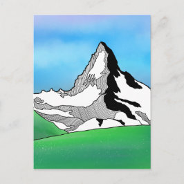 Matterhorn Schweiz Linie Kunst, Aquarell Postkarte