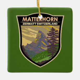 Matterhorn Schweiz Reise Kunst Vintage Keramikornament