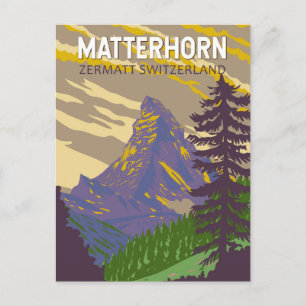Matterhorn Schweiz Reise Kunst Vintage Postkarte