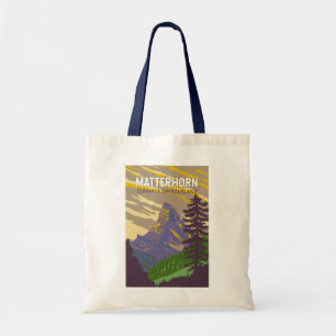 Matterhorn Schweiz Reise Kunst Vintage Tragetasche