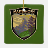 Matterhorn Schweiz Reisen Vintag Keramikornament (Rückseite)