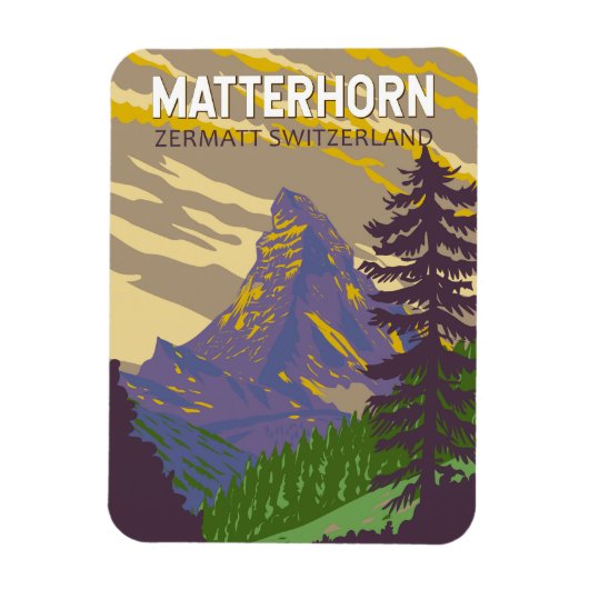 Matterhorn Schweiz Reisen Vintag Magnet (Vertikal)