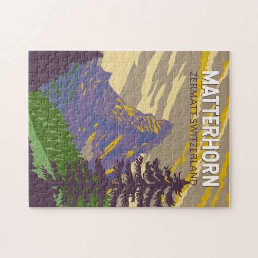 Matterhorn Schweiz Reisen Vintag Puzzle (Horizontal)