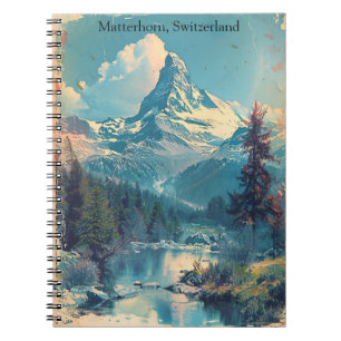 Matterhorn Schweiz Schweizer Alpen Vintage Notizblock