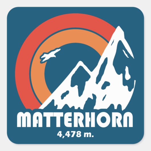 Matterhorn Schweiz Sun Eagle Quadratischer Aufkleber (Vorderseite)