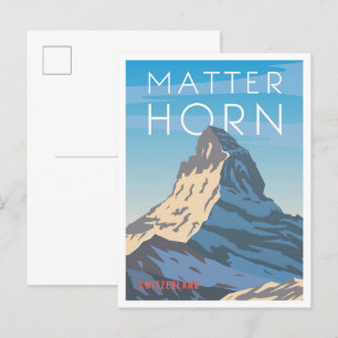 Matterhorn Schweiz Vintage Reiseillustration Postkarte
