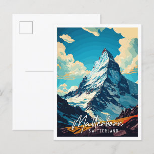 Matterhorn Schweiz Vintage-Reiseillustration Postkarte