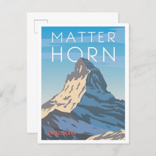 Matterhorn Schweiz Vintage Travel Illustration Postkarte