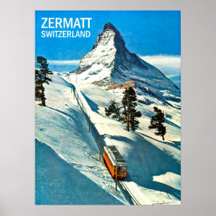 Matterhorn, Schweiz, Zermatt, Vintage Poster