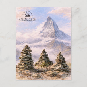 Matterhorn, Schweizer Alpen   Aquarell Postkarte