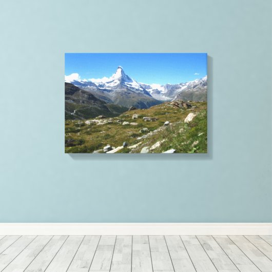 Matterhorn, Schweizer Alpen, ummantelte Canvas Leinwanddruck (Insitu (Holzboden))