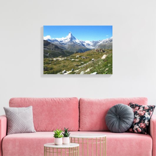Matterhorn, Schweizer Alpen, ummantelte Canvas Leinwanddruck (Insitu (Wohnzimmer))