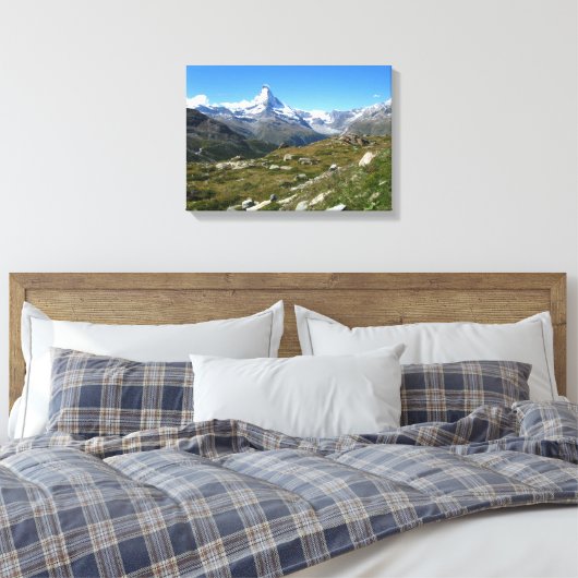 Matterhorn, Schweizer Alpen, ummantelte Canvas Leinwanddruck (Insitu (Schlafzimmer))