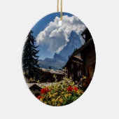 Matterhorn- und Zermattdorfhäuser, die Schweiz Keramik Ornament (Rechts)