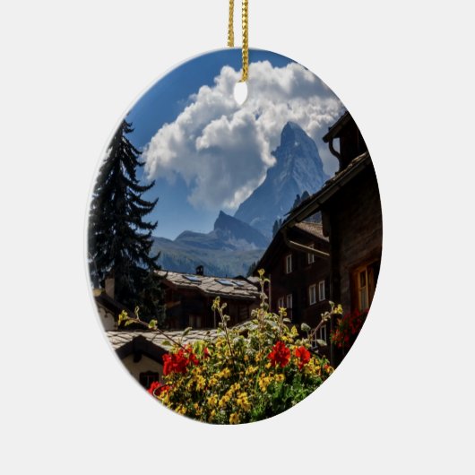 Matterhorn- und Zermattdorfhäuser, die Schweiz Keramik Ornament (Rechts)