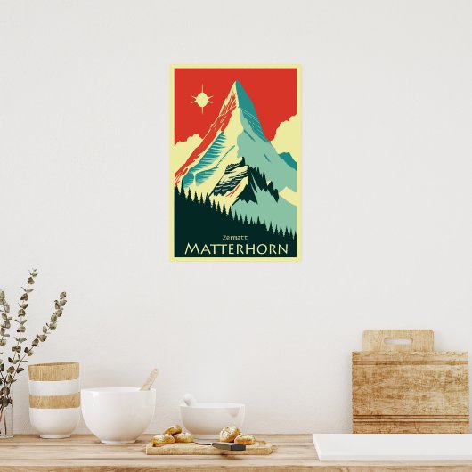 Matterhorn, Zermatt, Schweiz, Skiposter Poster (Küche)