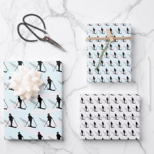 mattes Geschenkpapier Abfahrtsläufer Grafikdesign Set (Vorderseite)