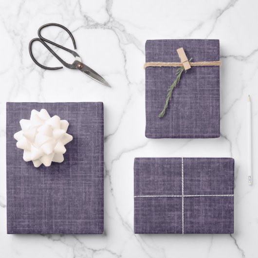 Mattes Lila Leinen Geschenkpapier Set (Vorderseite)